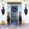 Halloween Lighted Black Rose with Orange Glitter Urn Porch Trees and Wreath/Teardrop Set